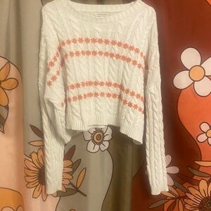 Francesca’s Floral cropped cable Knit Sweater